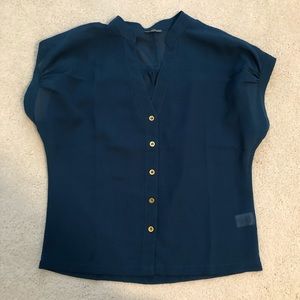 Teal women’s blouse short sleeve